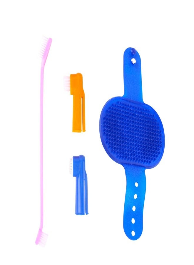 مجموعة فرش للعناية بالحيوانات الأليفة بمقابض مريحة، فرش بلاستيكية زرقاء وبرتقالية للكلاب، مشط وردي للعناية بشعر الحيوانات الأليفة (عبوة من قطعتين) - Image 1